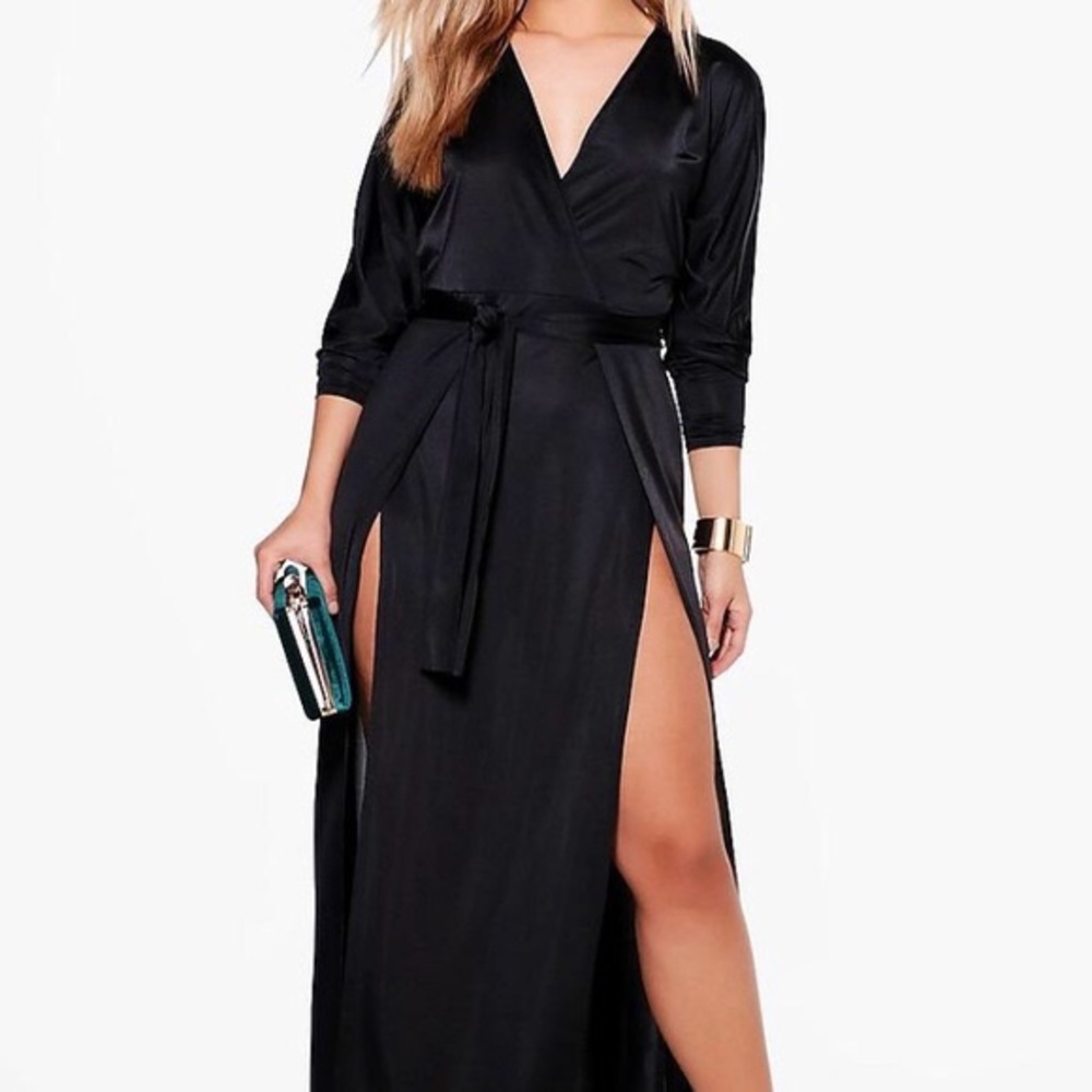 Verity slinky plunge split maxi dress
